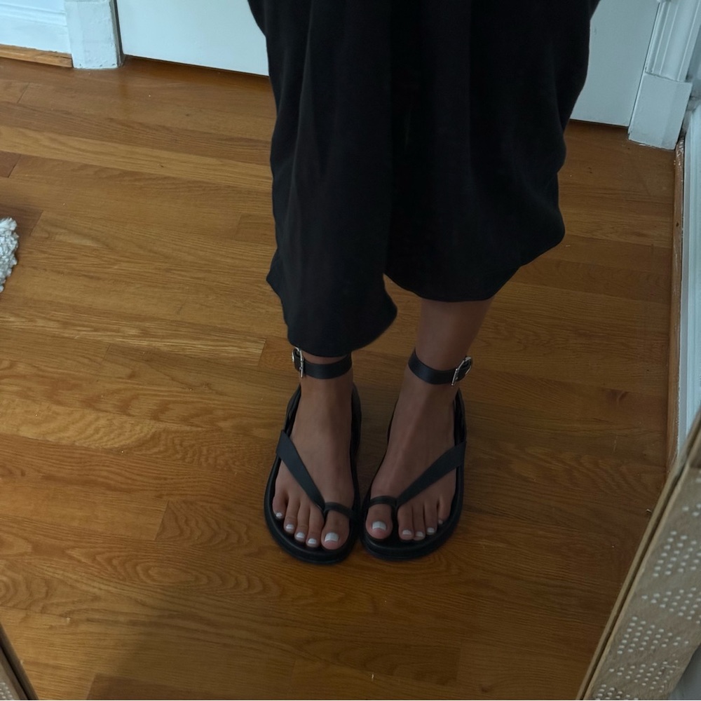 A'mmonde Atelier Agatha Black Ankle Strap Sandals Comfort Brazil  Size 10